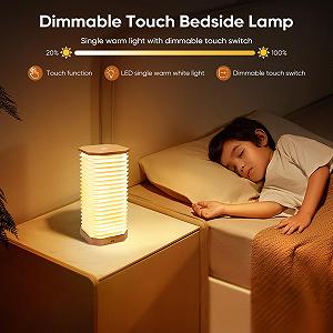 Настільна лампа Акордеон Переносна Регульована висота USB Димер Горіхове дерево synthetic.ua - Фото 1