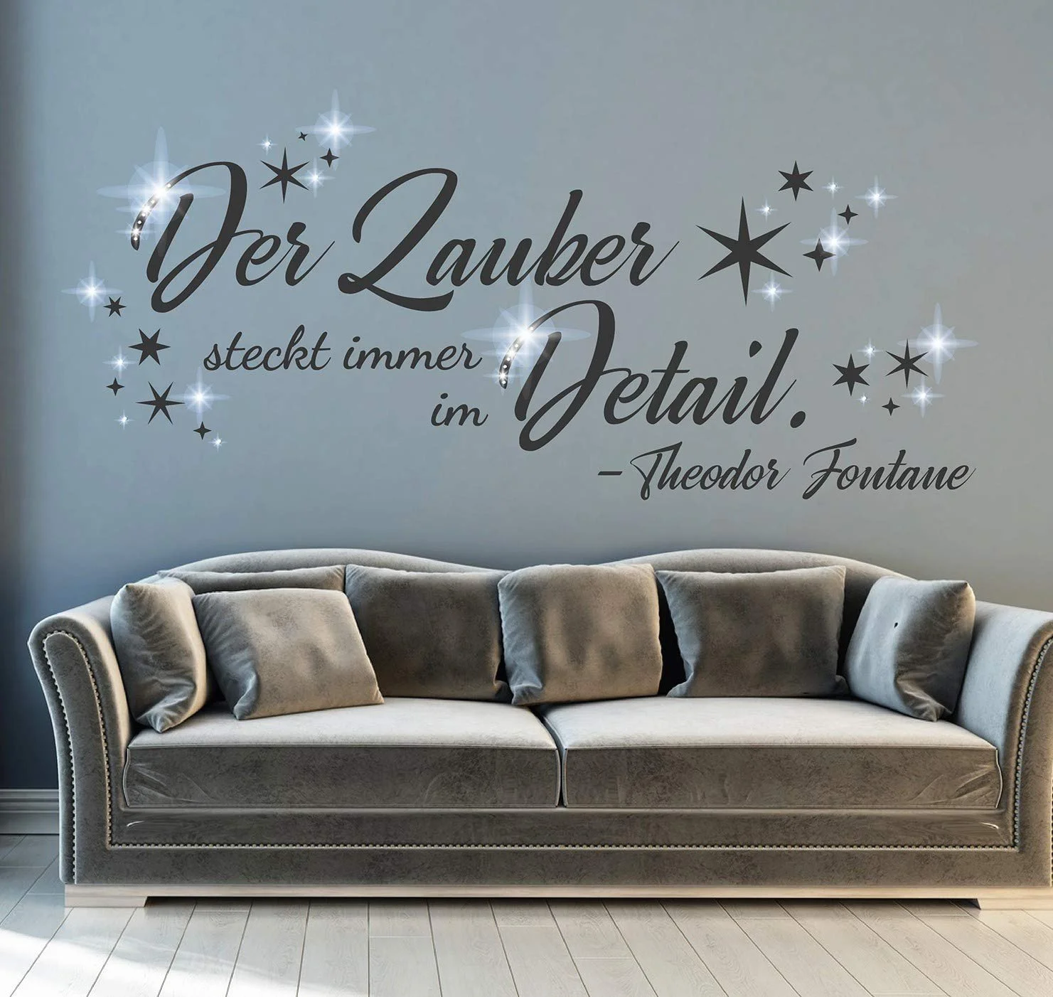 Наклейка на стіну pkm485 Цитата Theodor Fontane "Der Zauberer gibt immer im Detail" Біла, фото №1