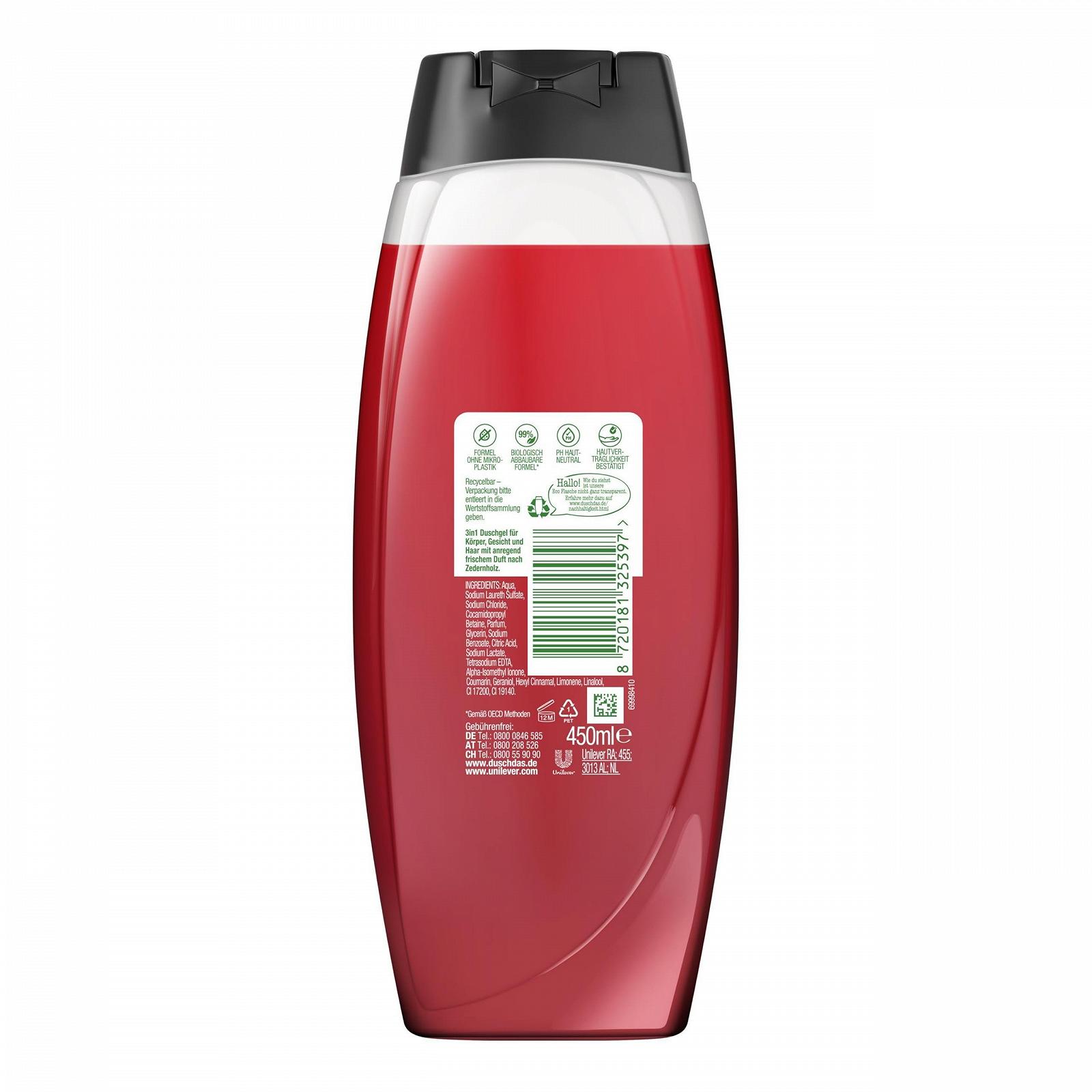 Гель для душу та шампунь 3-в-1 Duschdas Noire XXL Fresh Energy 450 мл (5 шт.), фото №2