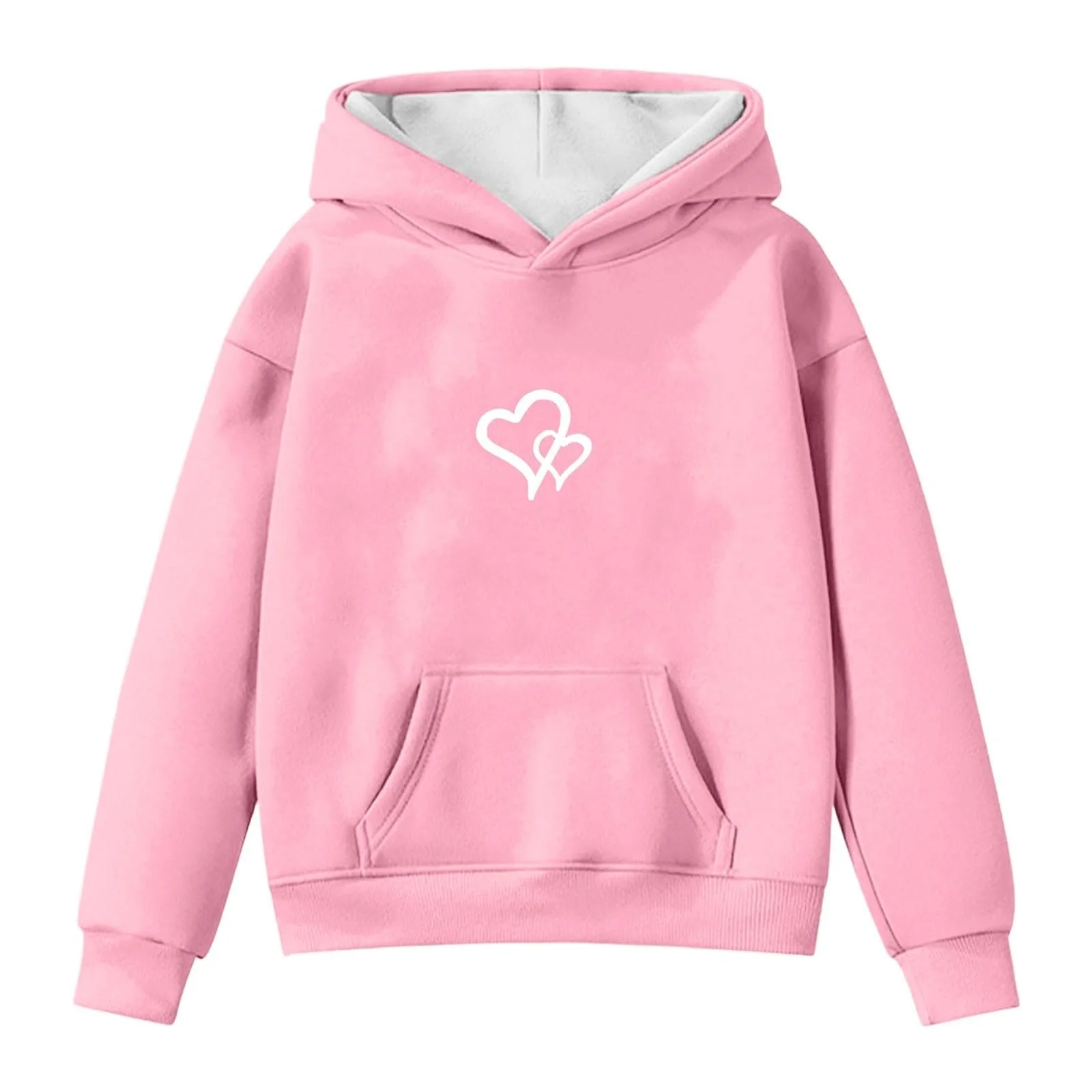 Толстовка для дівчинки з принтом серця без шнурка, фото №2