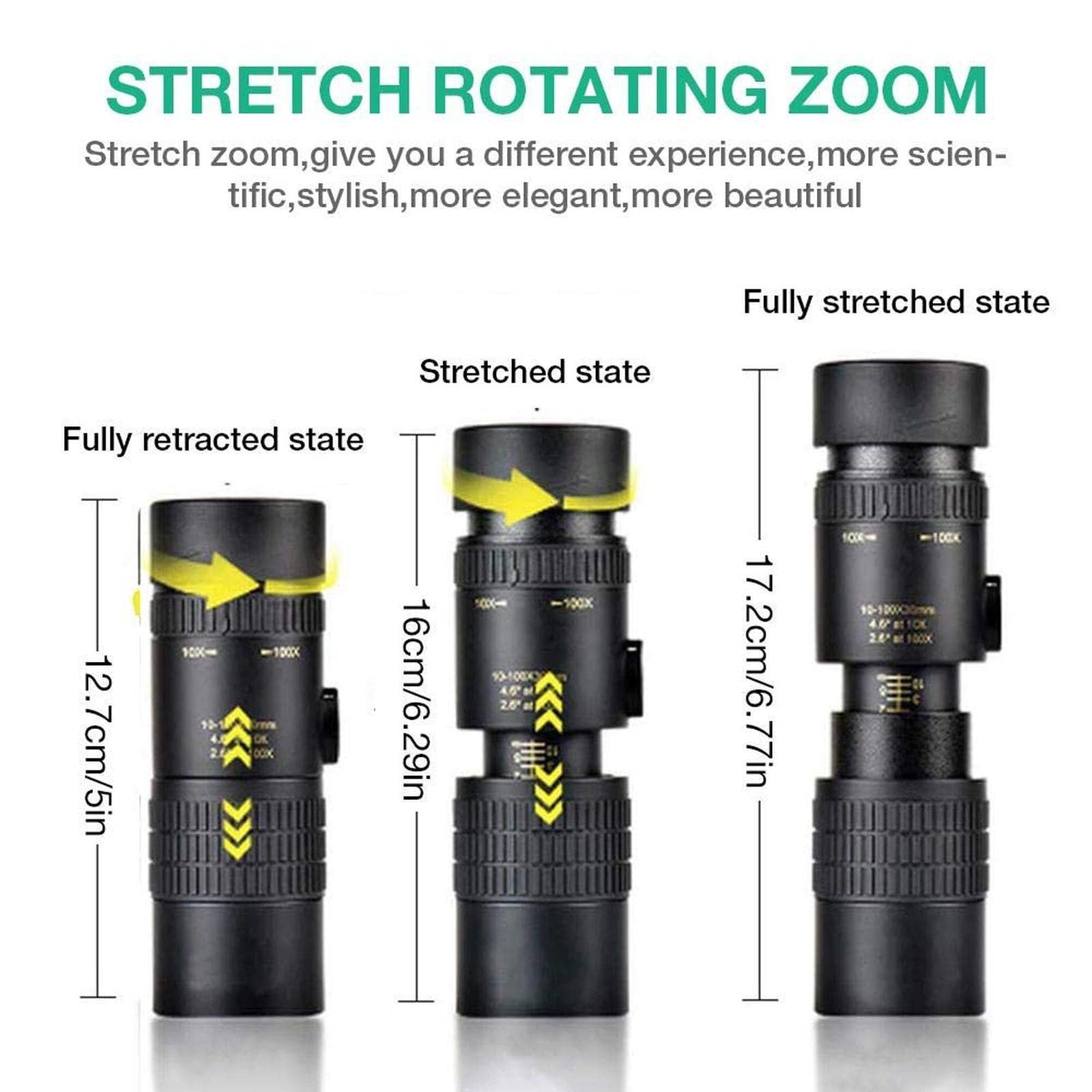 Монокуляр Portable 4K 10-300 x 40 мм Super Telezoom Монокуляр Телескоп Водонепроникний Протиподіл Монокуляр для смартфонів, фото №2