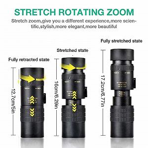 Монокуляр Portable 4K 10-300 x 40 мм Super Telezoom Монокуляр Телескоп Водонепроникний Протиподіл Монокуляр для смартфонів synthetic.ua - Фото 1