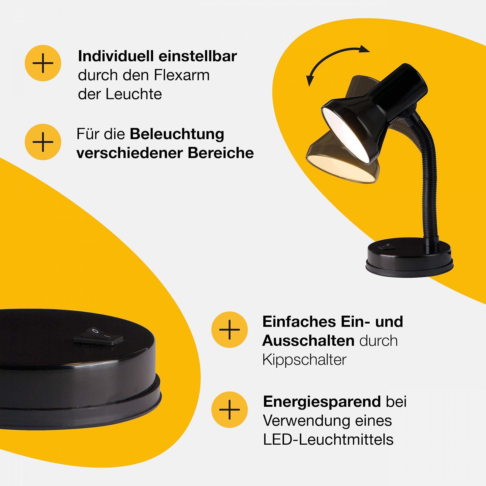 Настільна лампа Brilliant з гнучким кронштейном E27 300 x 130 мм Black, фото №4