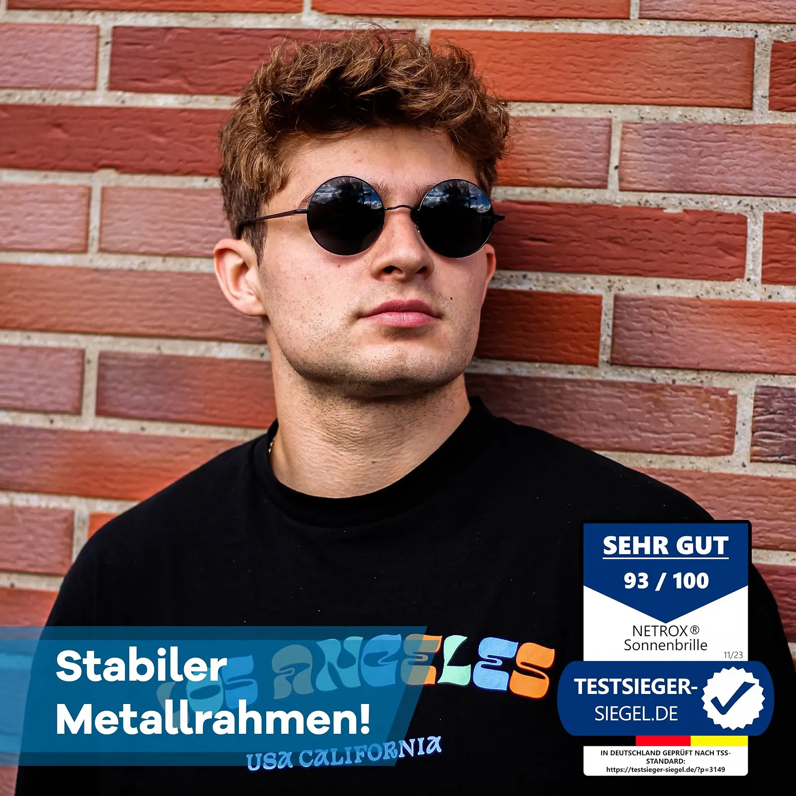 Сонцезахисні окуляри Круглі Netrox Вінтажні 70-х Металева оправа з дзеркальним склом, фото №2