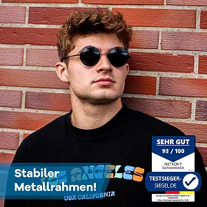 Солнцезащитные очки Круглые Netrox Винтажные 70-х Металлическая оправа с зеркальным стеклом synthetic.ua - Фото 1