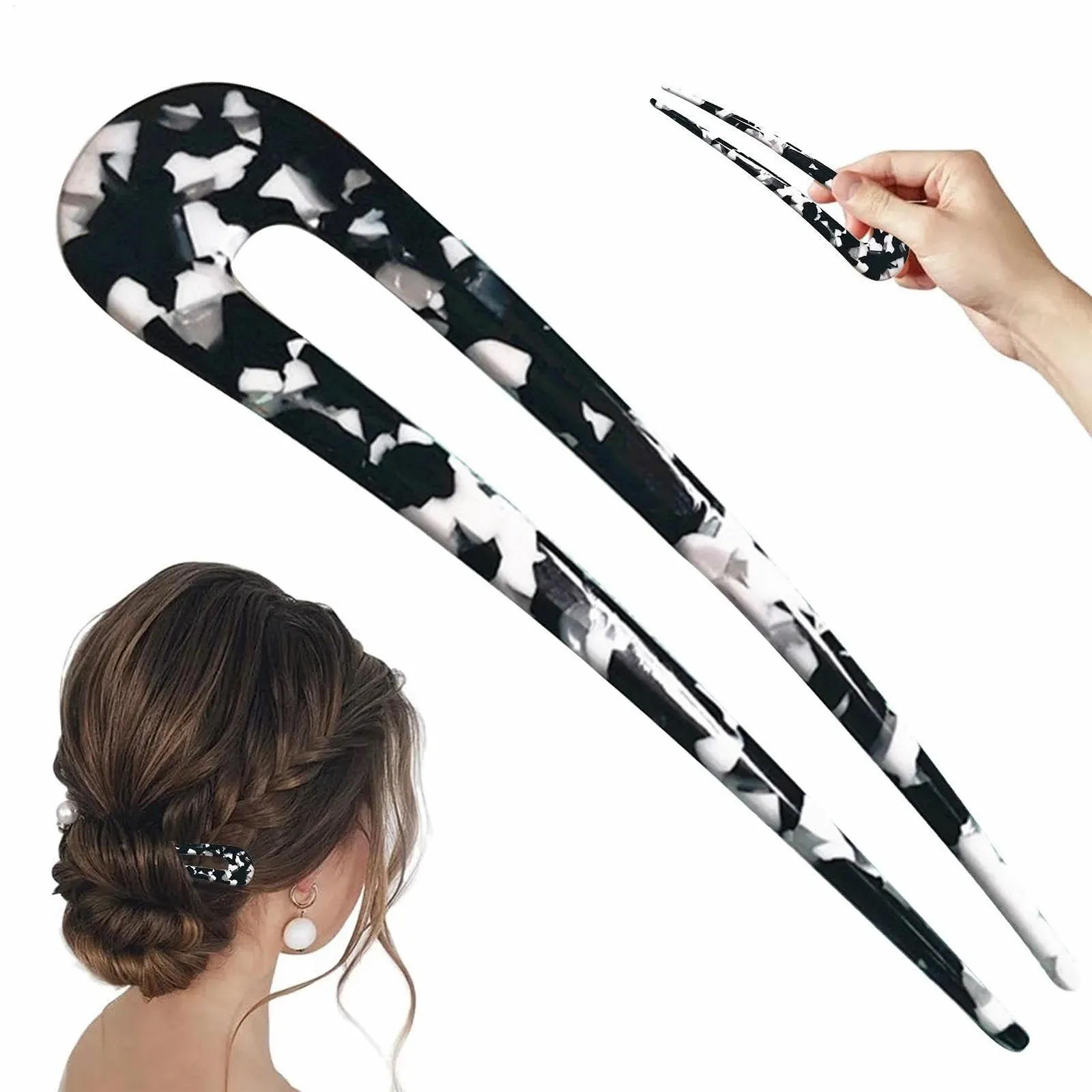 Вилка для волос Acunny U-образная, шпильки для волос большие акриловые, фото №7 Вилка для волос Acunny U-образная, шпильки для волос большие акриловые, фото №7