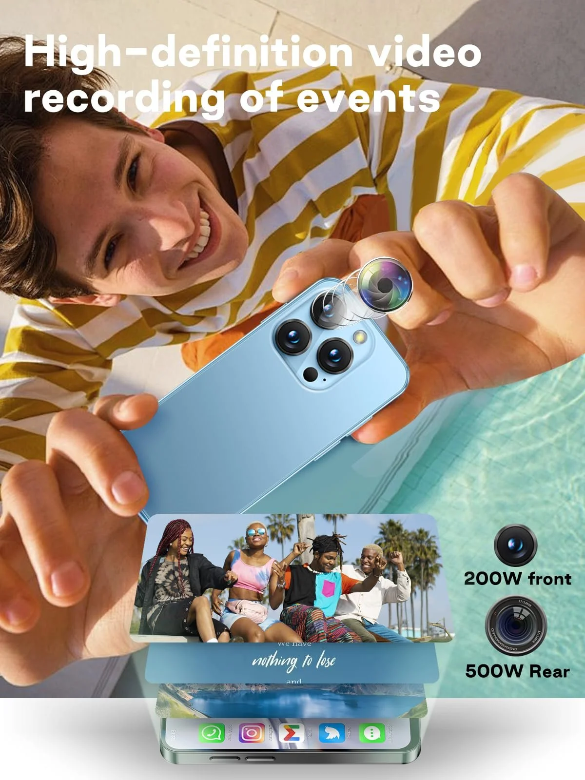 Міні-смартфон YOHOPE 4G 3.88 дюйма HD Dual SIM 1950 mAh Face ID Black, фото №2