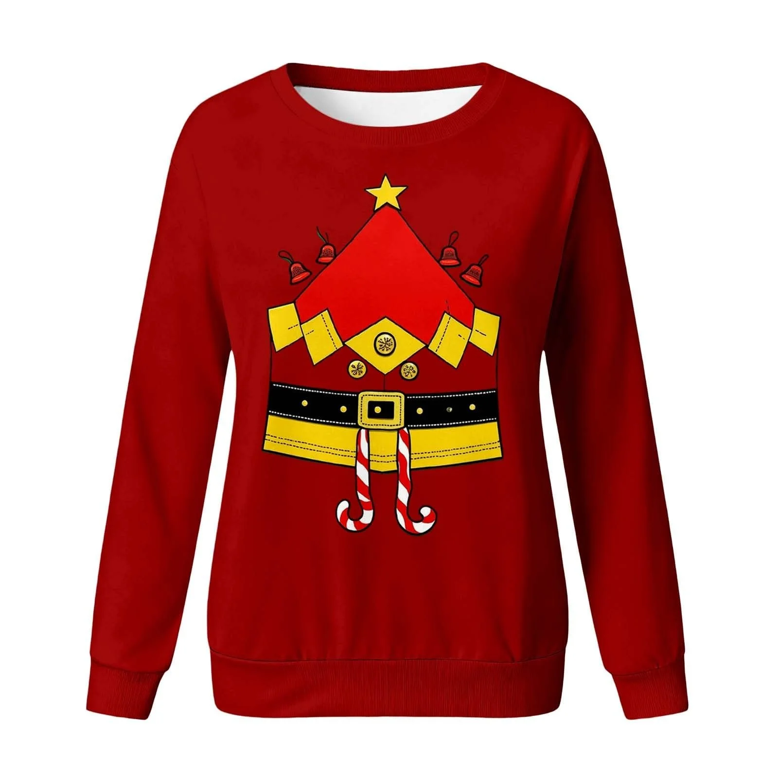 Світшот Різдвяний для дівчаток, з довгими рукавами, мультяшним принтом і круглим вирізом, фото №2