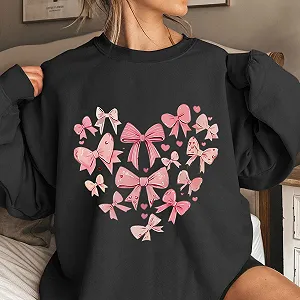 Рубашка Komiseup Базовая Однотонная Толстовка без Капюшона Oversize Пуловер Модный Принт Бантов Хлопок Круглый вырез Длинный рукав Осень Зима Свитер Легкий Свободный Pulli 07 synthetic.ua - Фото 1