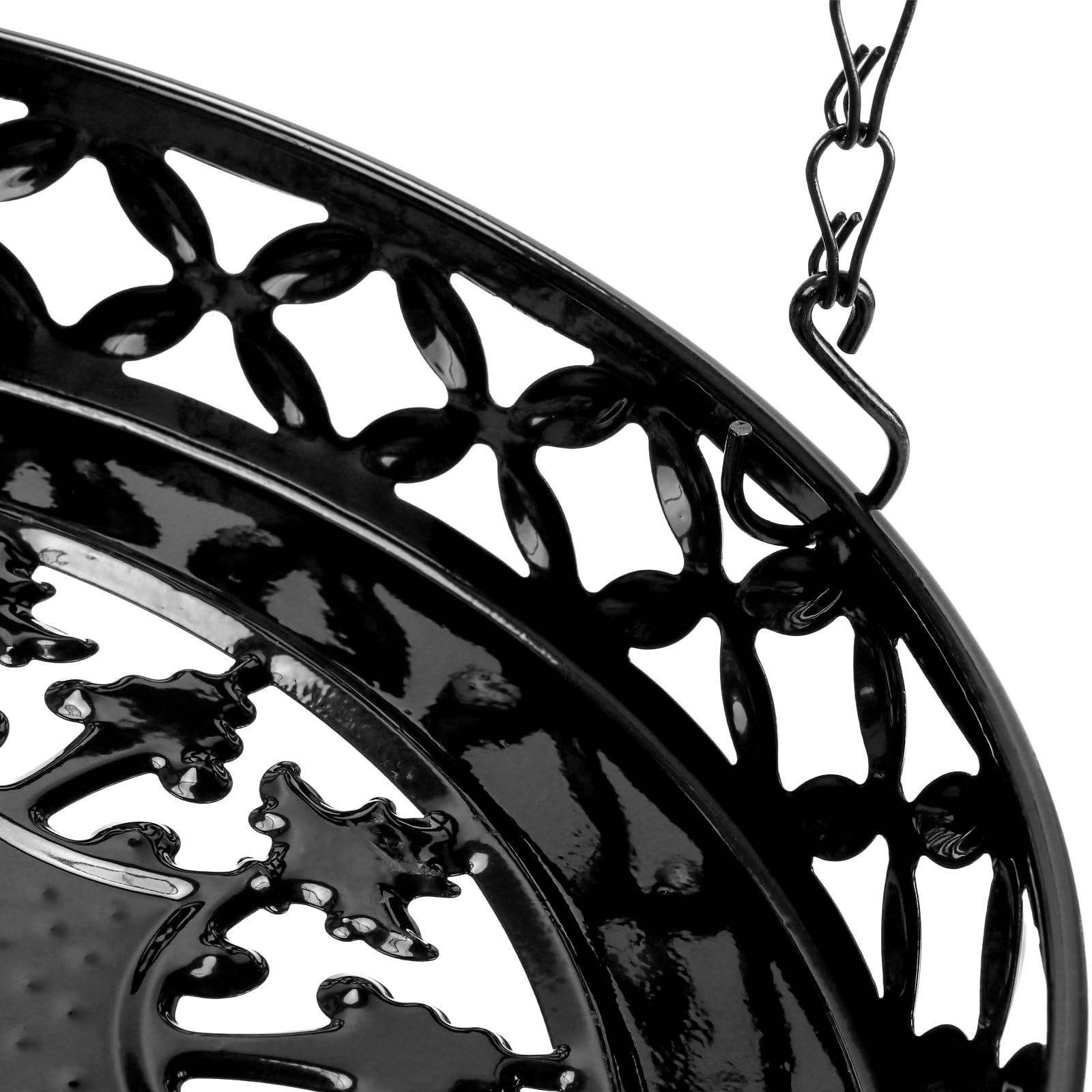 Подвесной горшок Набор 3 шт. Металлический с цепочками и крючками 28/25/22 см Черный, фото №3