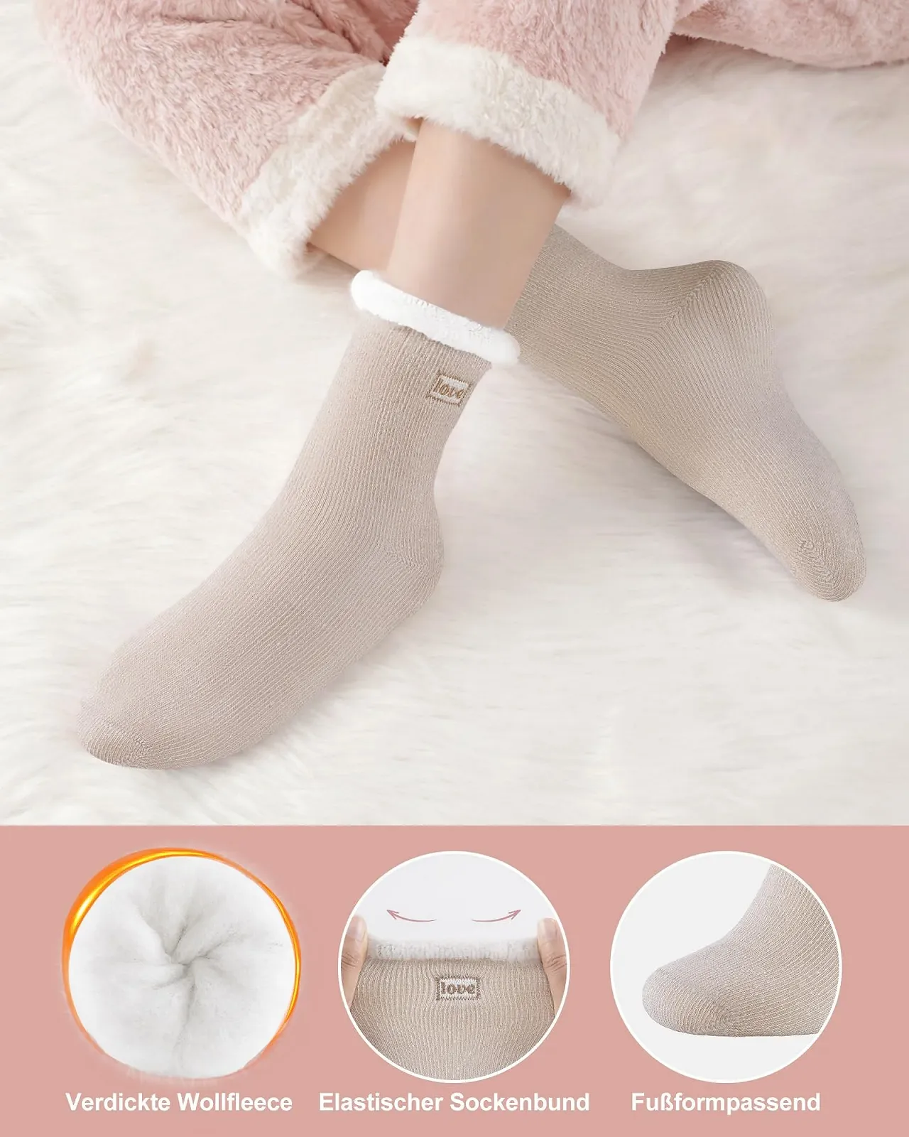 Теплі шкарпетки для жінок Cuddly Socks, пухнасті вовняні шкарпетки, 2 пари, розмір 36-42, фото №4