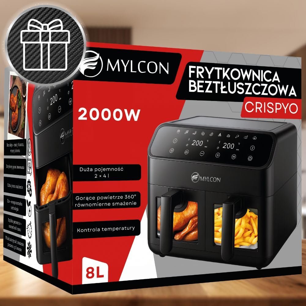 Мультипіч Crispyo MLC13 з двома камерами та оглядовим вікном 8 л (2 x 4 л) 10 програм Сенсорне управління 2000 Вт 60-200 °C Dual Zone Чорна, фото №7 Мультипіч Crispyo MLC13 з двома камерами та оглядовим вікном 8 л (2 x 4 л) 10 програм Сенсорне управління 2000 Вт 60-200 °C Dual Zone Чорна, фото №7