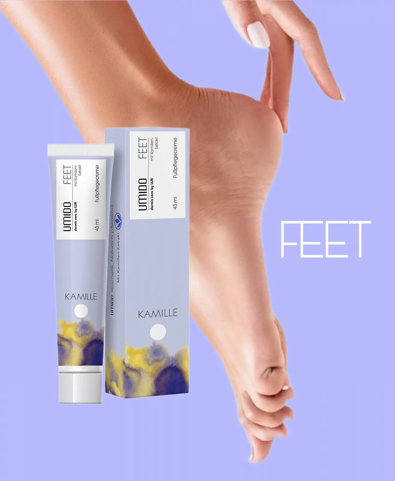 Крем для ног UMIDO Набор из 3 шт 45 мл, 1 x Ромашка, 1 x Ментол, 1 x Масло авокадо, фото №2