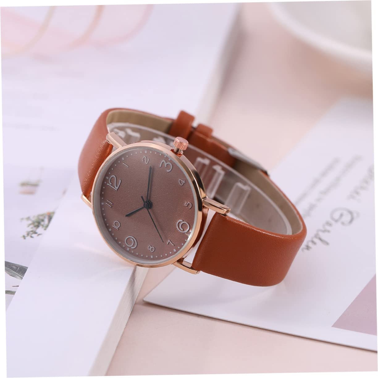 Часы кварцевые PartyKindom женские коричневые, фото №3 Часы кварцевые PartyKindom женские коричневые, фото №3