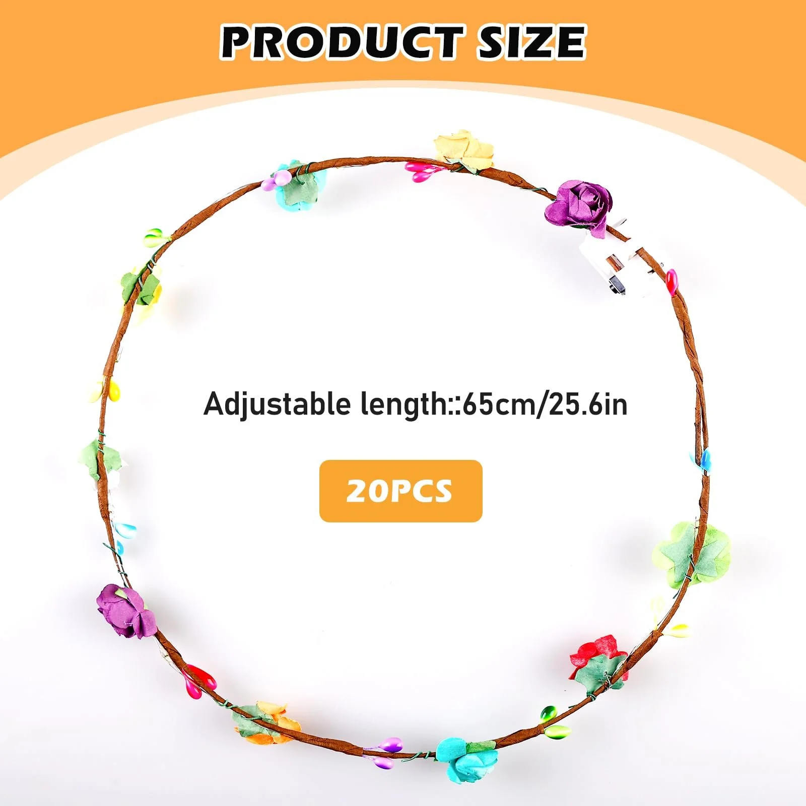 Вінок для волосся світлодіодний Квітка Різнокольоровий, набір 20 шт, фото №2