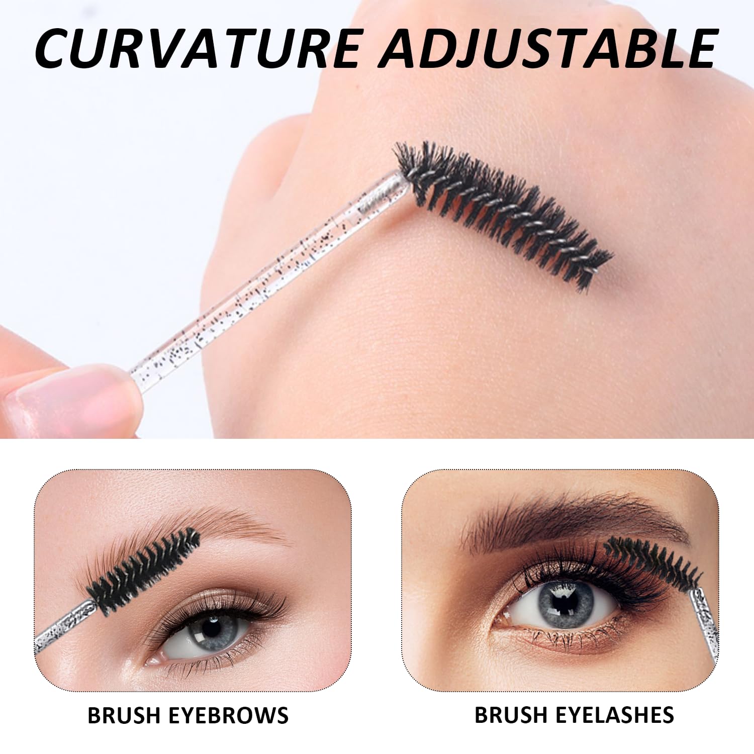Набір Crystal Eyelash Brushes Eyeliner Brushes Curved Mascara Sticks Spools 300 штук, фото №4