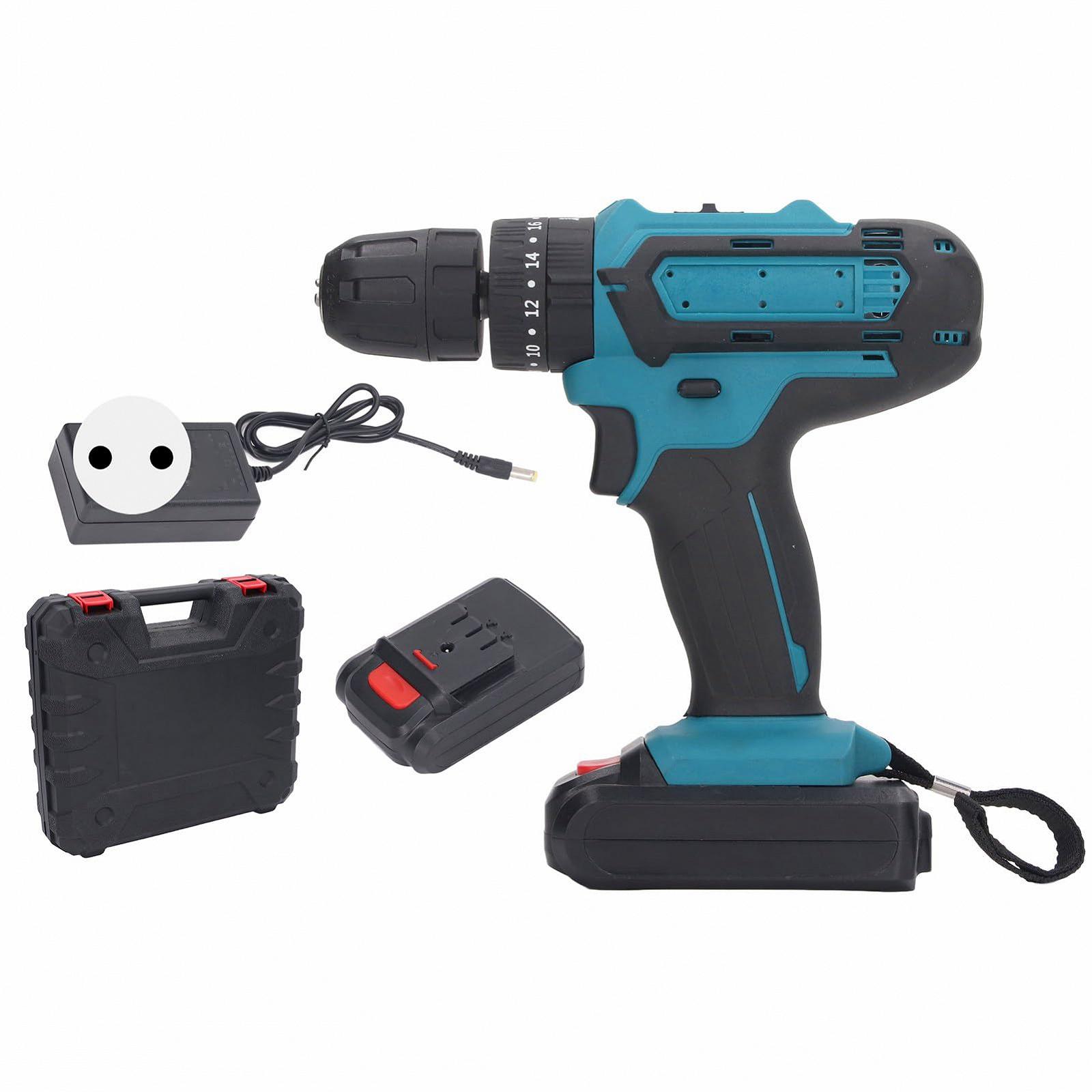 Аккумуляторная дрель Telituny Cordless Drill 2-Speed 3/8 24 UNF Keyless Drill Chuck с 2 батареями AC100-240V (ЕС Вилка), фото №1