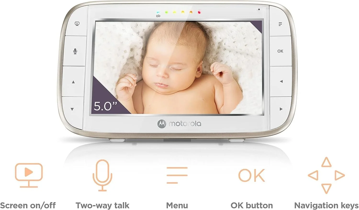 Детская видеоняня с монитором 5'' Motorola Nursery VM 855 HD Wi-Fi Белый, фото №5