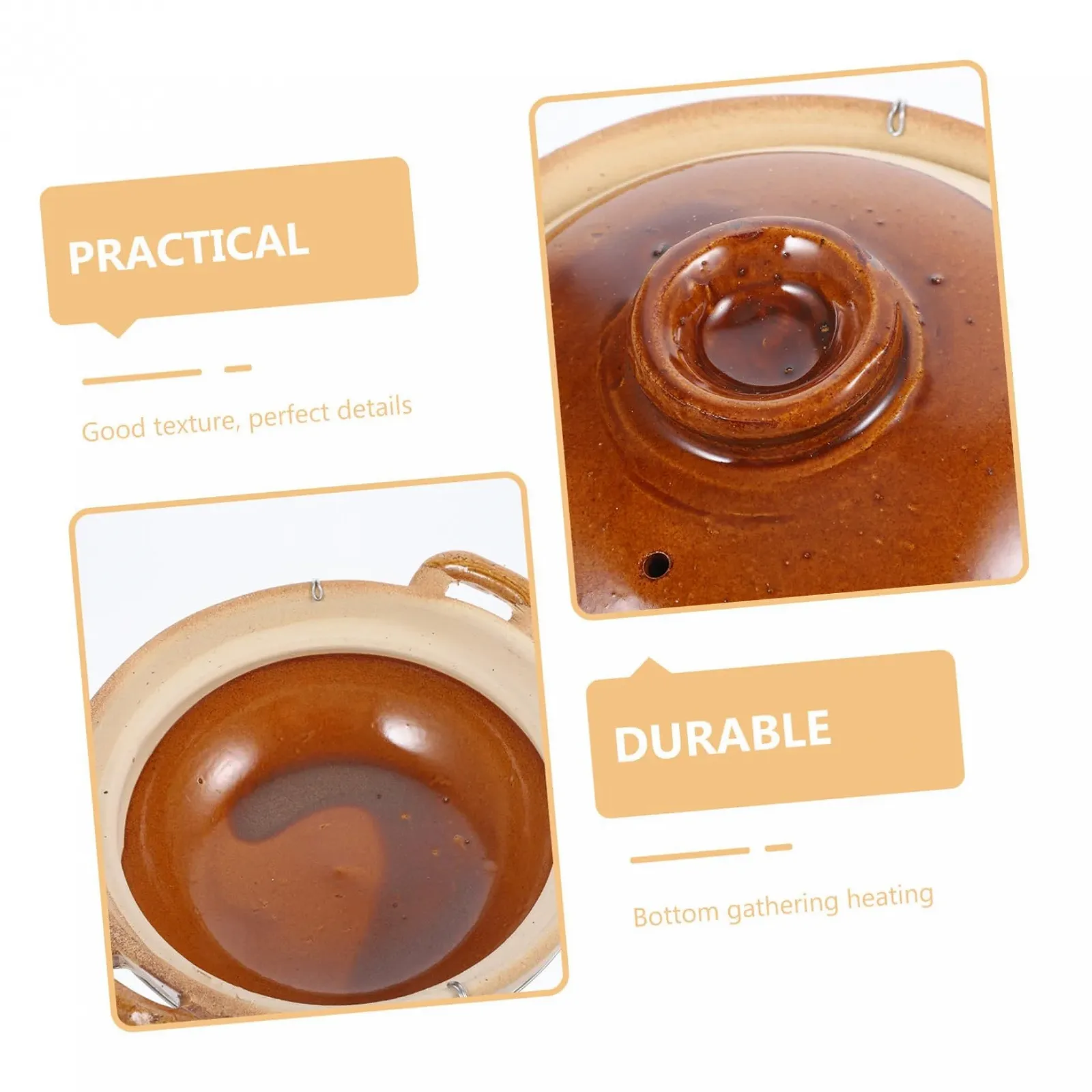 Кастрюля VALICLUD Китайская глиняная с двойной крышкой, фото №3