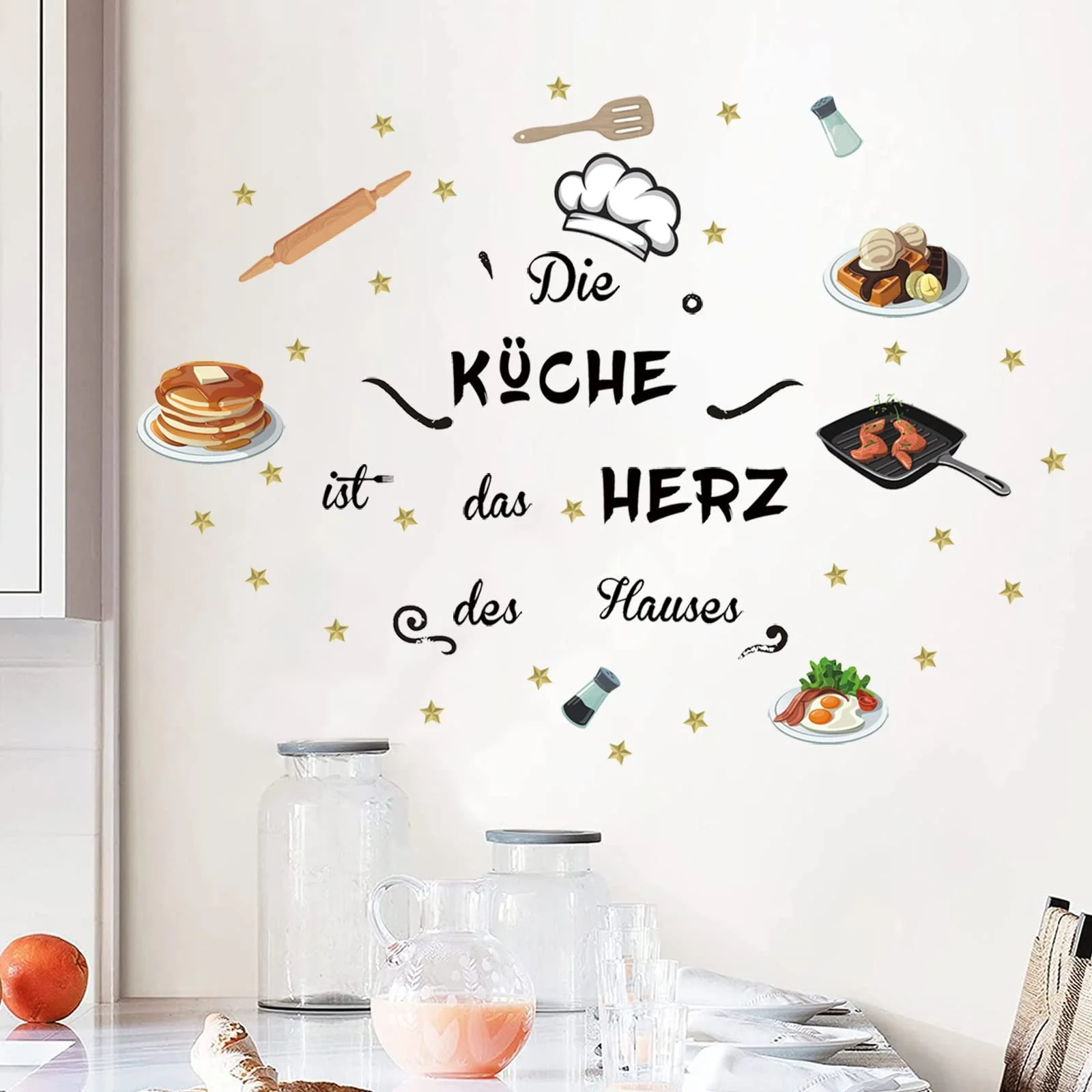 Наклейки на стену Кухня Надписи и кухонные принадлежности Виниловые 44 шт. Многоцветные, фото №2