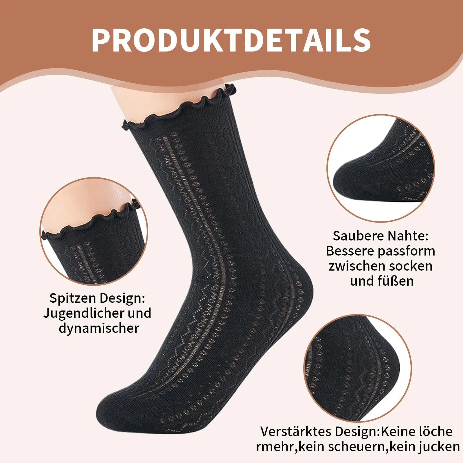 Носки с рюшами (8 пар) Женские Черно-белые, фото №3 Носки с рюшами (8 пар) Женские Черно-белые, фото №3