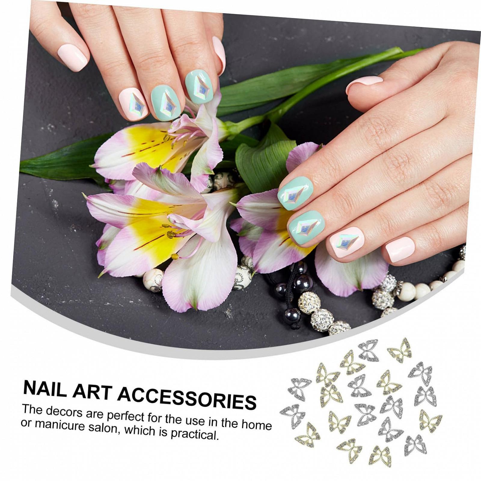 Украшения для ногтей FRCOLOR 20 шт. Бабочка для маникюра, блестящие украшения для дизайна ногтей и салонного использования, высококачественные украшения для ногтей со стразами, фото №5