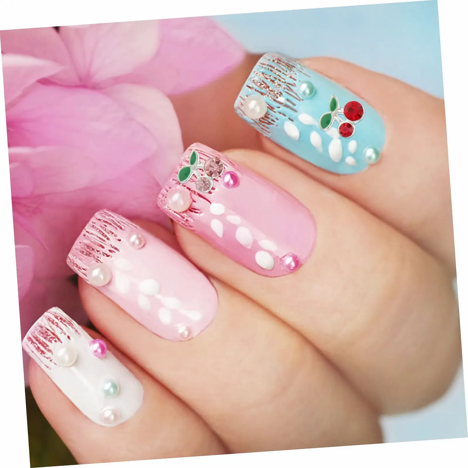 Наклейки для нігтів WOONEKY Прикраса для нігтів Вишня 3D, 36 шт., фото №8