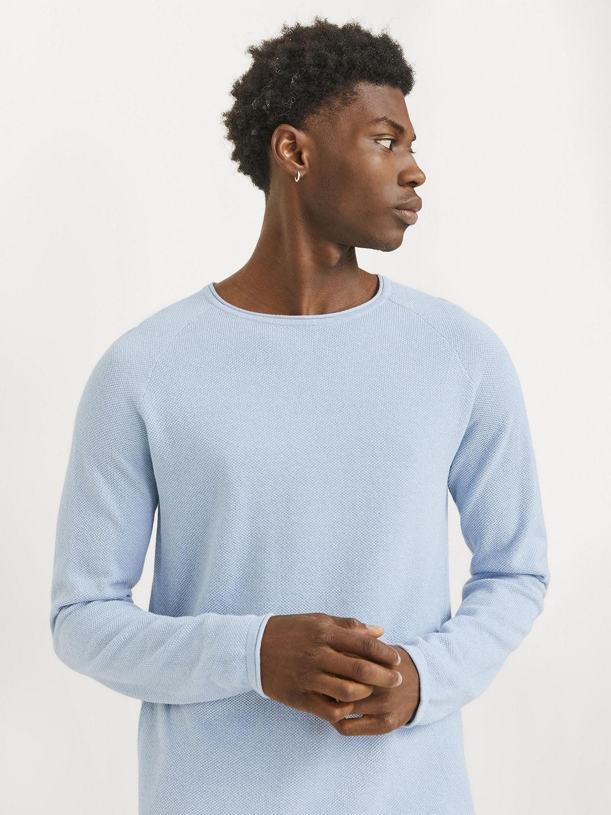 Вязаний пуловер JACK & JONES JJEHILL чоловічий, з круглим вирізом, базова модель, з довгими рукавами, бавовняна сорочка, фото №7