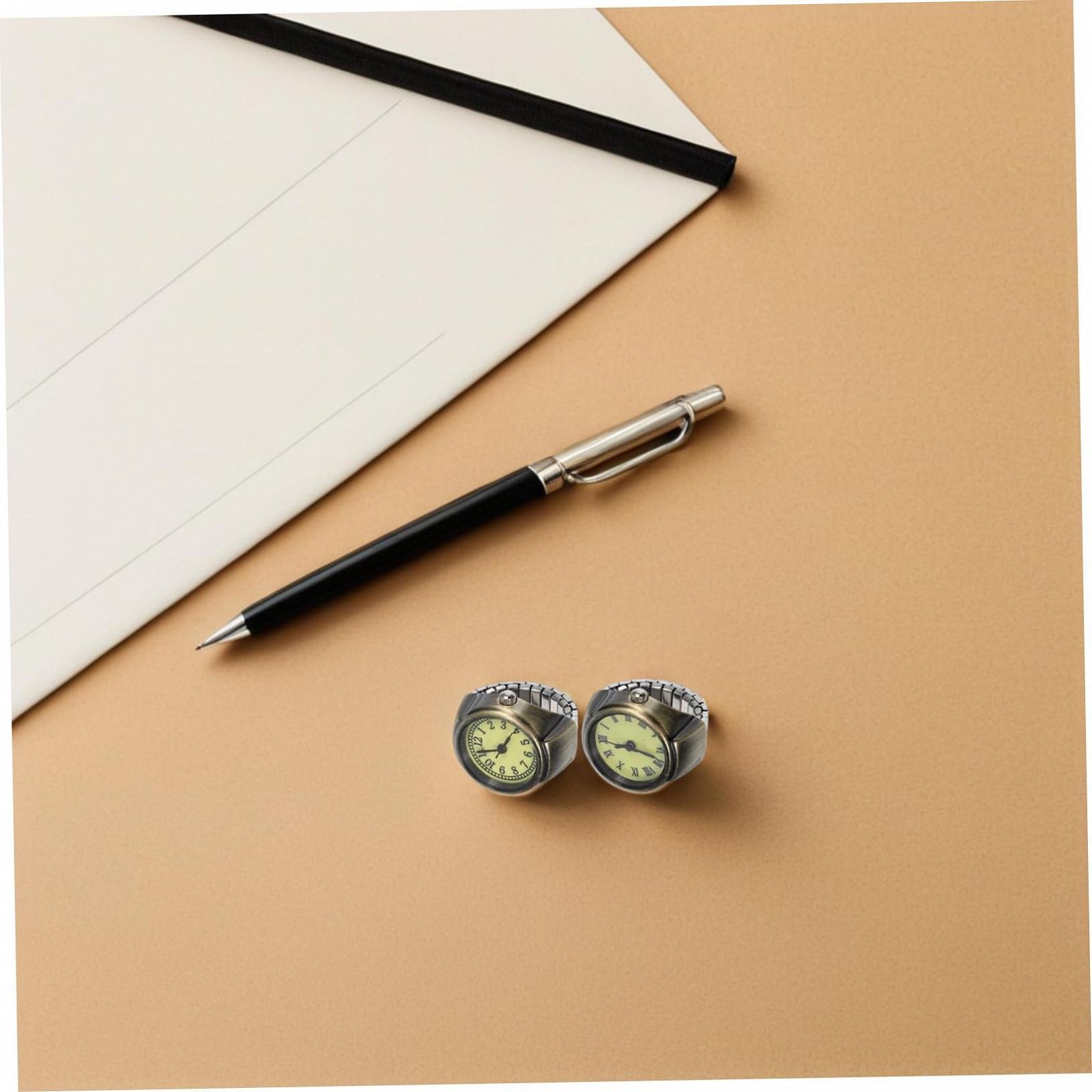 Кільце-годинник Unisex WRITWAA 2 шт. Вінтажний ретро-дизайн, еластичні великі кільця на палець, фото №5