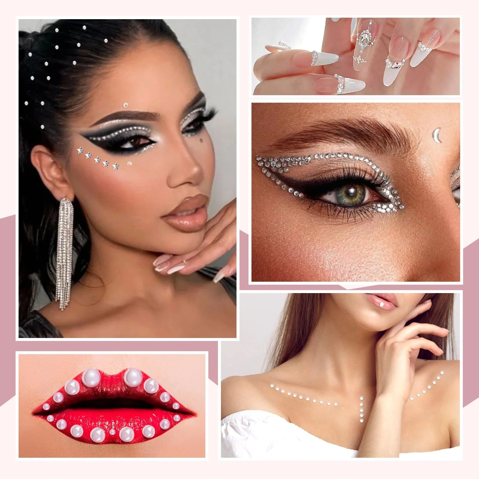 Блискітки 850 штук блискучих самоклеючих каменів, 5 листів страз, фото №5