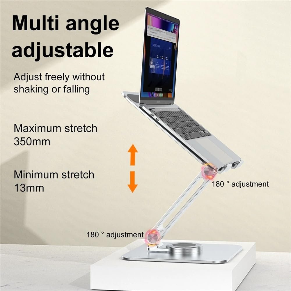 Підставка для ноутбука/планшета з обертанням на 360 Регульована охолоджуюча з алюмінієвого сплаву, фото №6 Підставка для ноутбука/планшета з обертанням на 360 Регульована охолоджуюча з алюмінієвого сплаву, фото №6