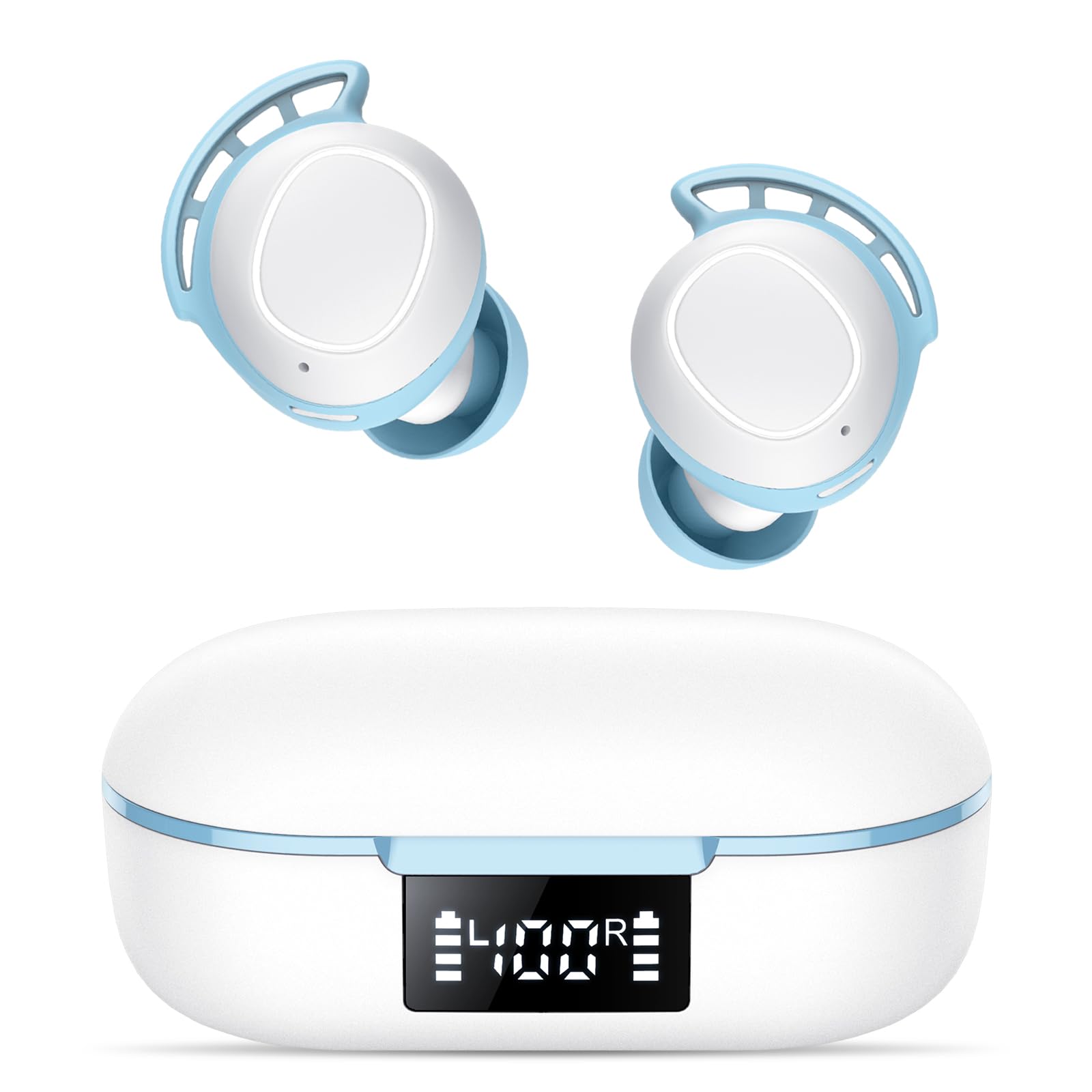 Беспроводные наушники Bluetooth 5.3 Вкладыши с 4 ENC шумоподавляющими микрофонами Беспроводные 60H Глубокий бас IPX8 Водонепроницаемые наушники Белые, фото №1