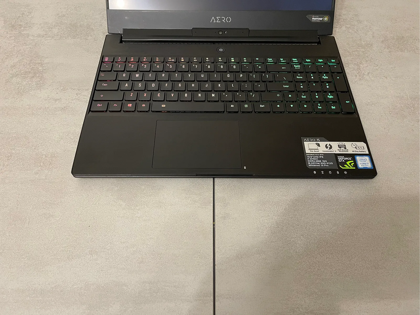 Ігровий ноутбук Gigabyte Aero 15XV8, 15,6" 4K IPS, i7-8750H, 16GB, 512GB, nVidia GeForce GTX 1070 8GB, фото №5