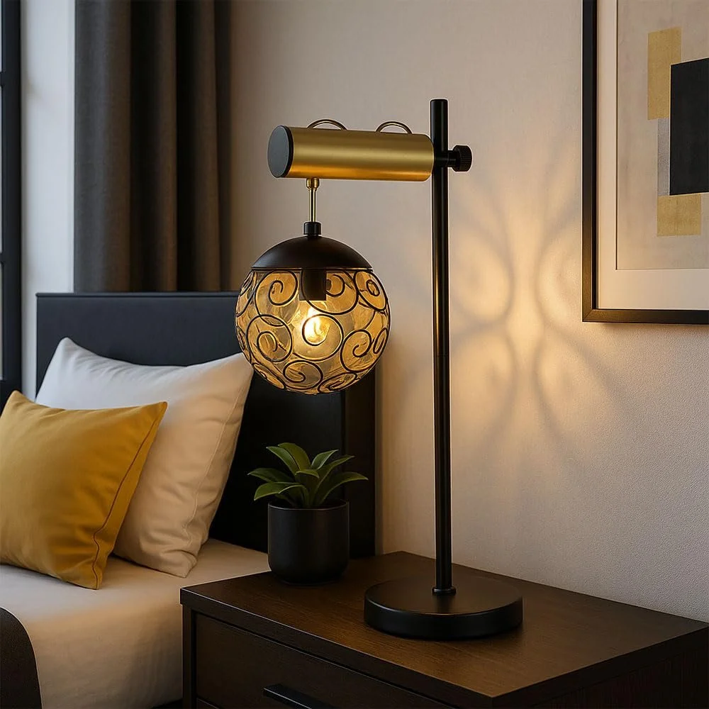 Настольная лампа Oriental регулируемая по высоте 1 x E27 34 x 55 см Black Gold, фото №4