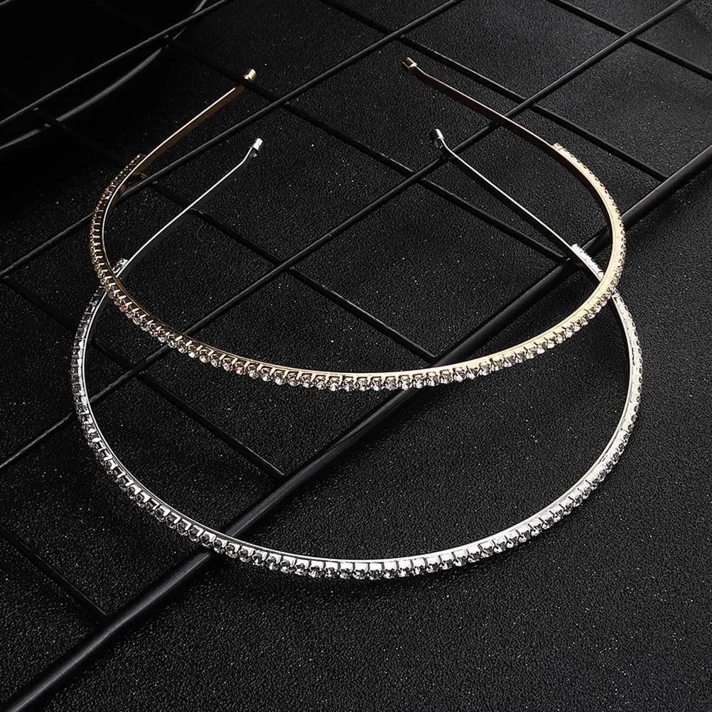 Обруч для волосся Метал зі стразами сріблястий, фото №4