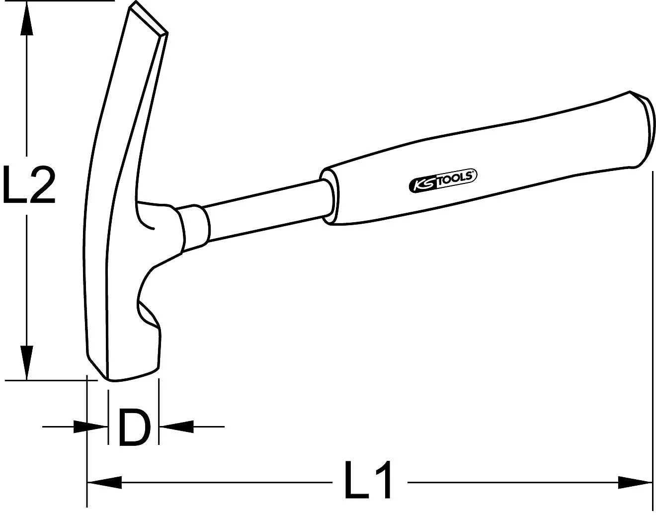 Молоток каменяра KS Tools 140.2030 500 г, фото №3 Молоток каменяра KS Tools 140.2030 500 г, фото №3