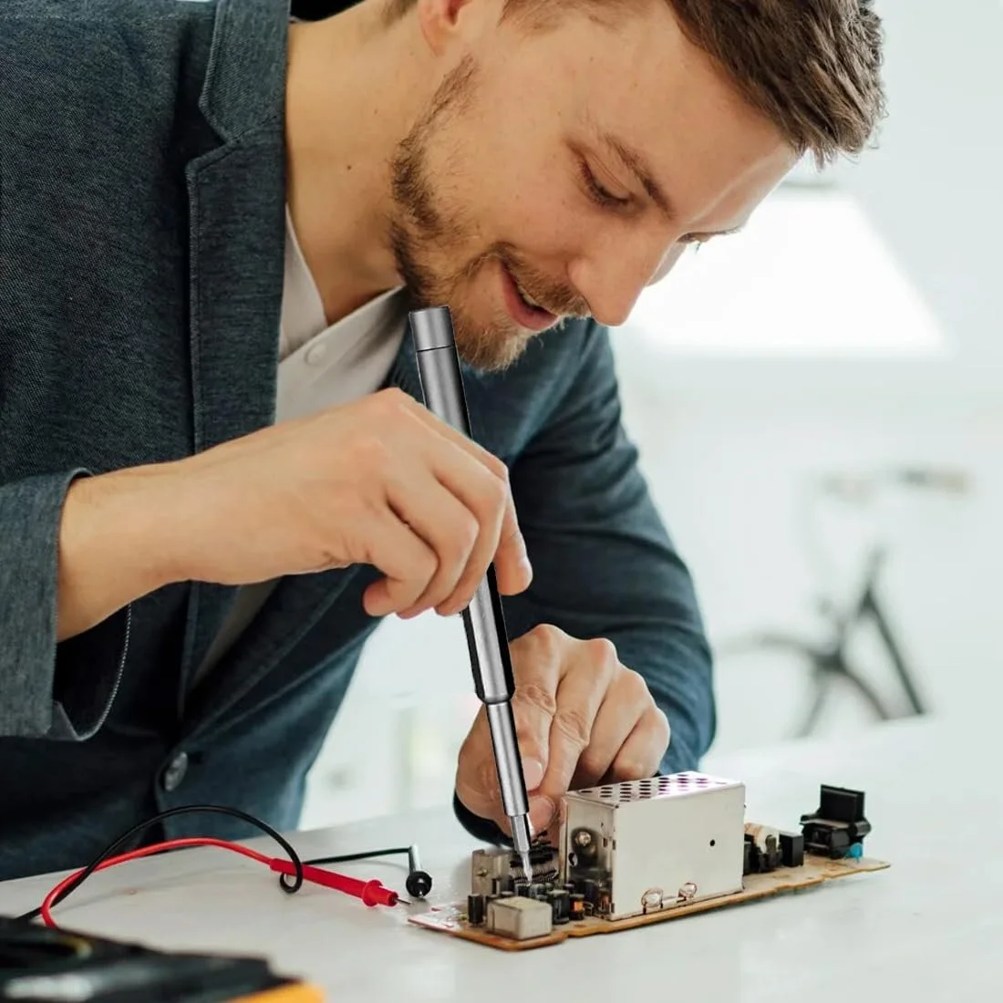 Набір прецизійних викруток 25-в-1 з 24 бітами магнітний синій для електроніки та окулярів, фото №5