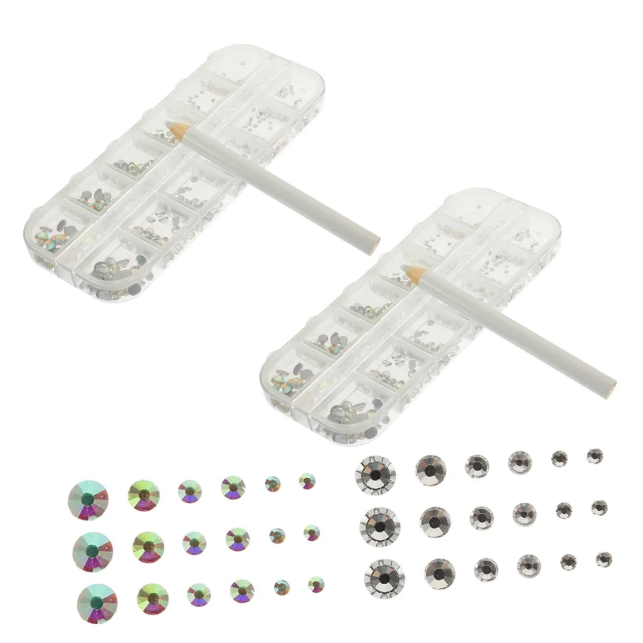 Стразы для ногтей FRCOLOR 2 набора Белый Костюм Белые Бриллианты Драгоценные камни для рукоделия Драгоценные камни для лица Стразы для ногтей Клей для массы Рукоделие Стеклянные стразы Кристалл 3D, фото №9