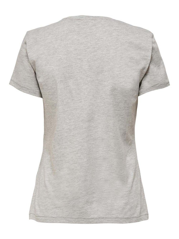 Футболка ONLJENNI LIFE FIT TOP BOX JRS 15249479-Light  Melange-Print:FACE ONLY Сірий M, фото №2