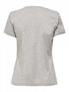 Футболка ONLJENNI LIFE FIT TOP BOX JRS 15249479-Light  Melange-Print:FACE ONLY Сірий S synthetic.ua - Фото 1