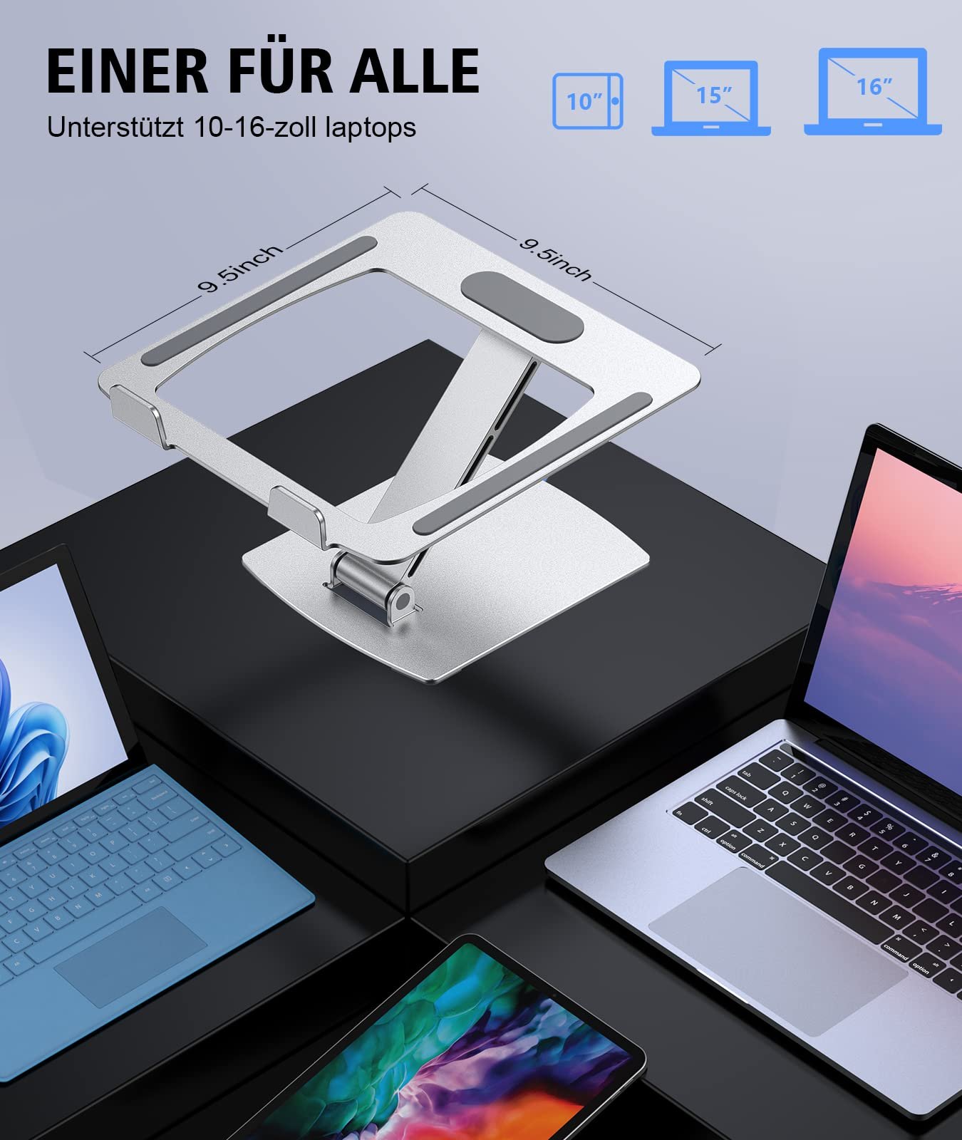 Підставка для ноутбука Glangeh, регульована по висоті, ергономічна, портативна, складана настільна підставка для книги, алюміній, сумісна з MacBook Air Pro (10-16 дюймів), фото №6 Підставка для ноутбука Glangeh, регульована по висоті, ергономічна, портативна, складана настільна підставка для книги, алюміній, сумісна з MacBook Air Pro (10-16 дюймів), фото №6