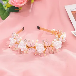 Обруч Цветок Бренд IYOU Цветок Бабочка Принцесса Жемчуг Листья Золотой synthetic.ua - Фото 1