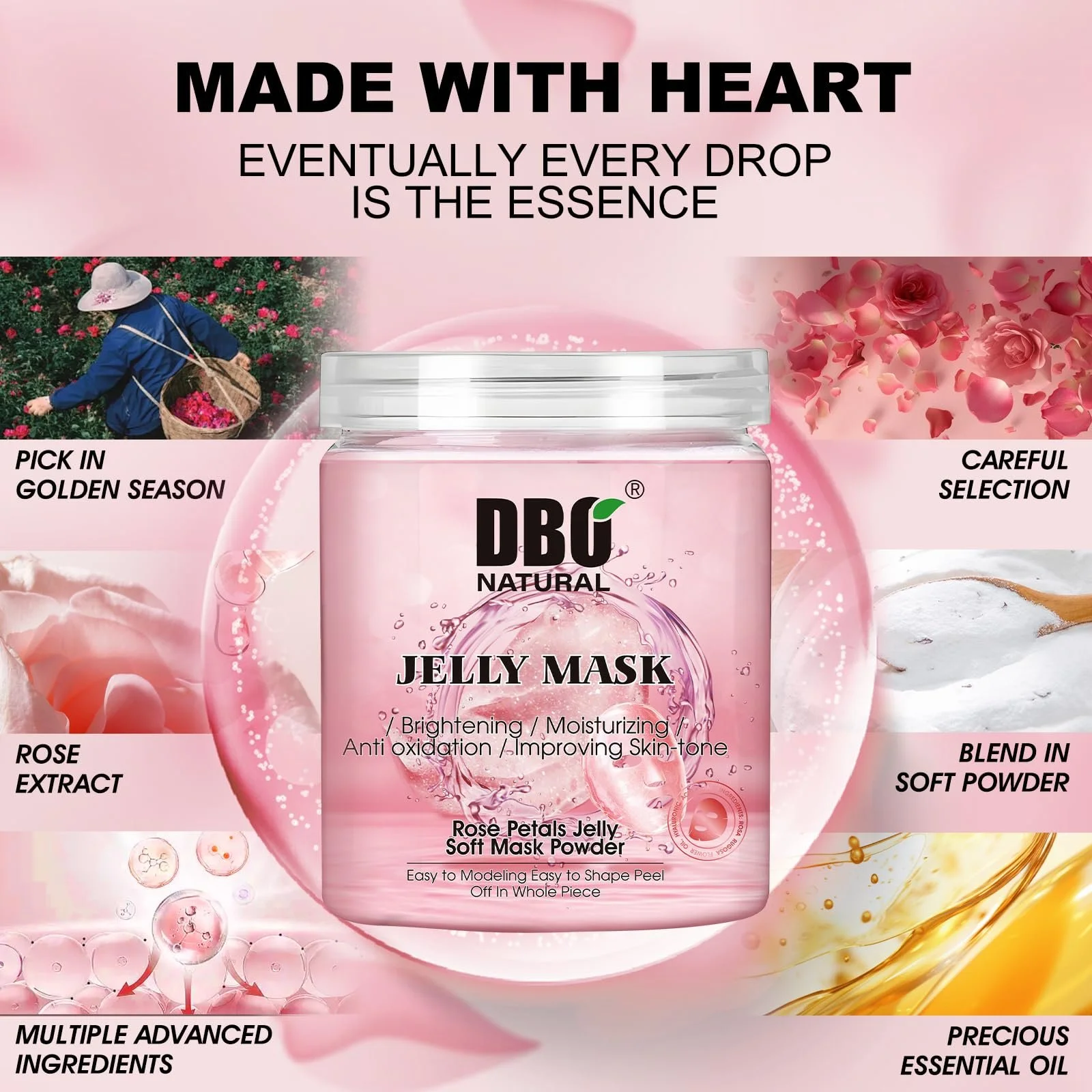 Маска для обличчя гелева Jelly Peel Off Rose Soft Mask Powder, 500 г, фото №6