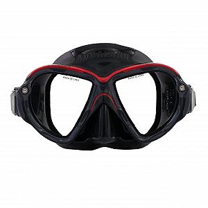 Маска Aqualung Reveal Ultrafit для дайвінгу, панорамний огляд 180°, індивідуальне регулювання, змінні лінзи, водонепроникна, силіконовий край, чорний/червоний - Фото 1