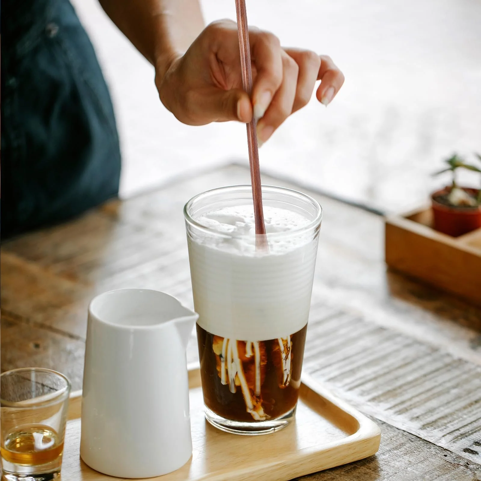 Набор из 2 длинных деревянных ложек для чая, фото №4