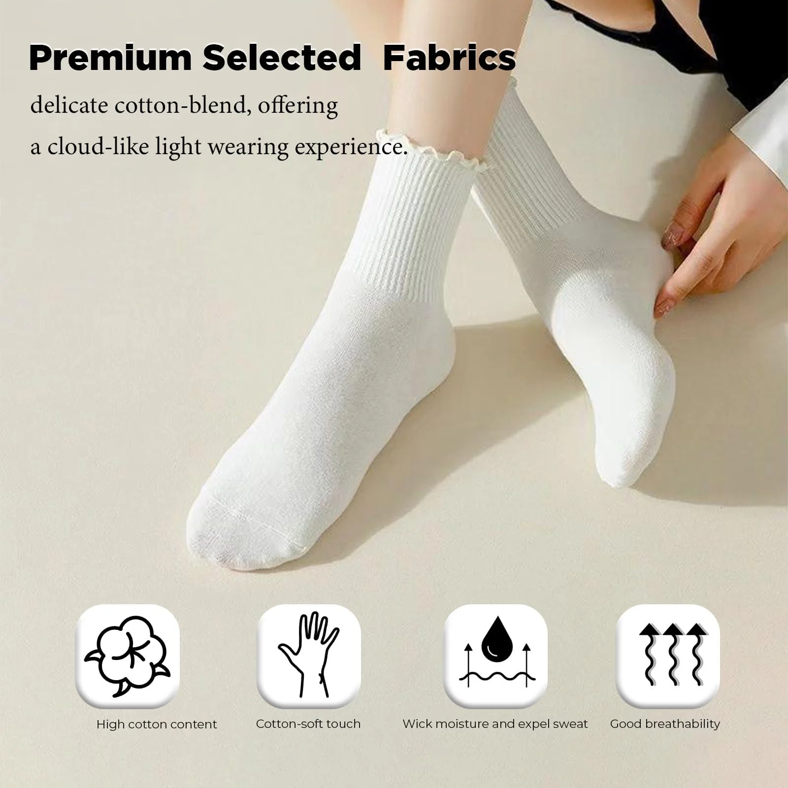 Носки с рюшами, 8 пар носков, Женские, Милые хлопковые носки (Размер 35-41), фото №5