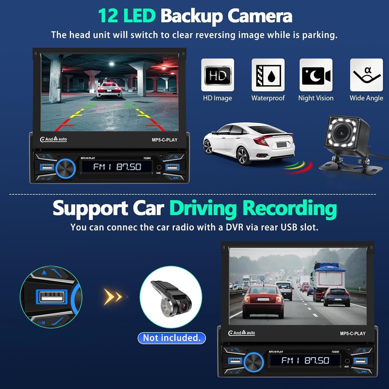 Автомагнітола CML-PLAY 7230W / 7" / Сенсорна / Apple CarPlay / Android Auto / Bluetooth / FM / USB / AUX / TF Card / 1DIN, фото №6