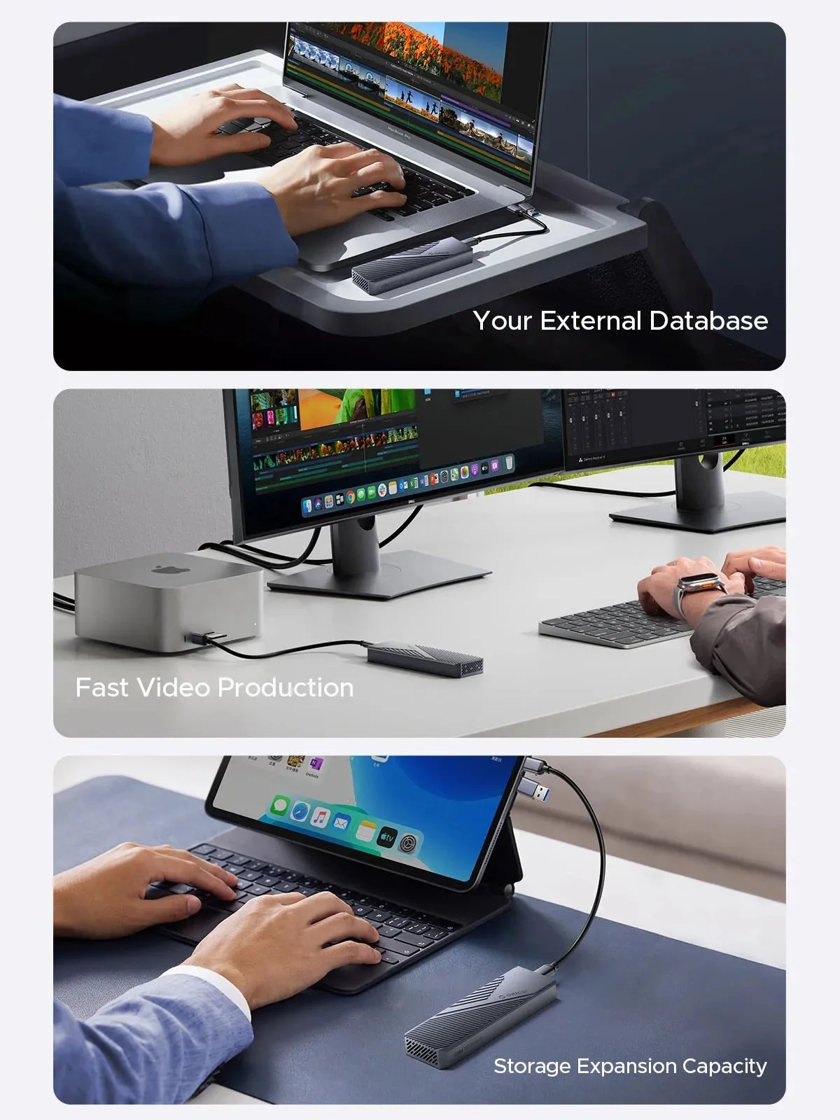 Внешний карман ORICO CNM2-U4 40Gbps M.2 NVMe SSD to USB4, Thunderbolt 4 Grey, фото №12 Внешний карман ORICO CNM2-U4 40Gbps M.2 NVMe SSD to USB4, Thunderbolt 4 Grey, фото №12