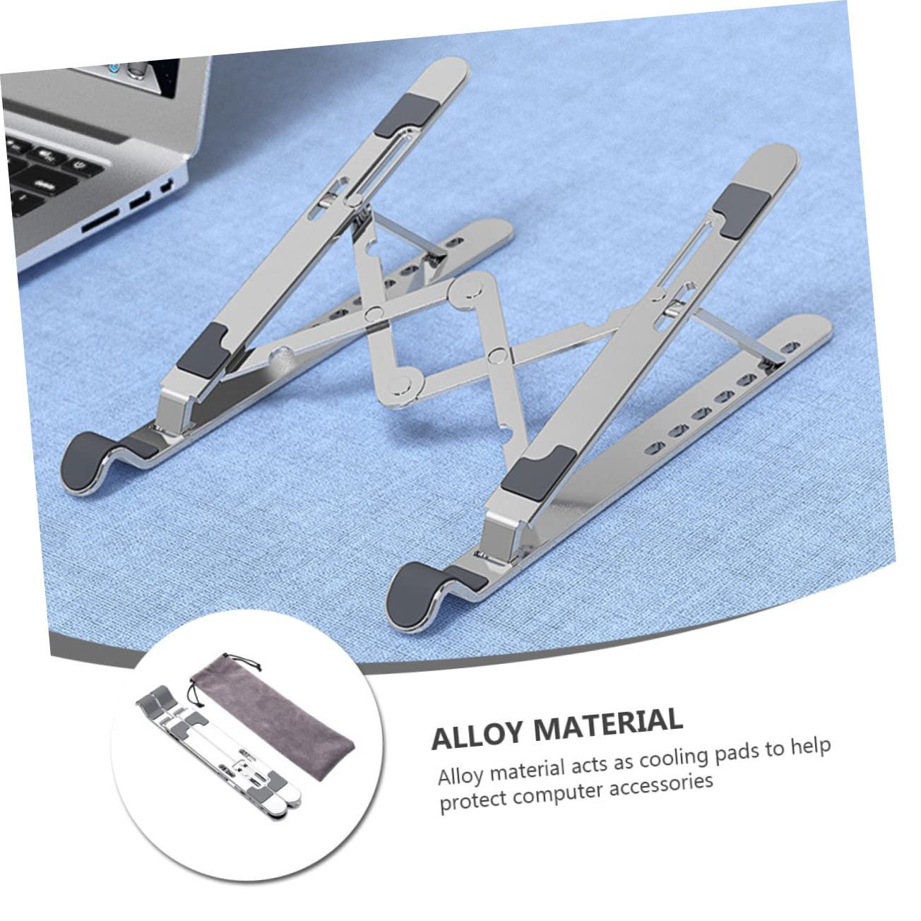 Регульована складна підставка для ноутбука NOLITOY з алюмінієвого сплаву, ергономічна металева, фото №5