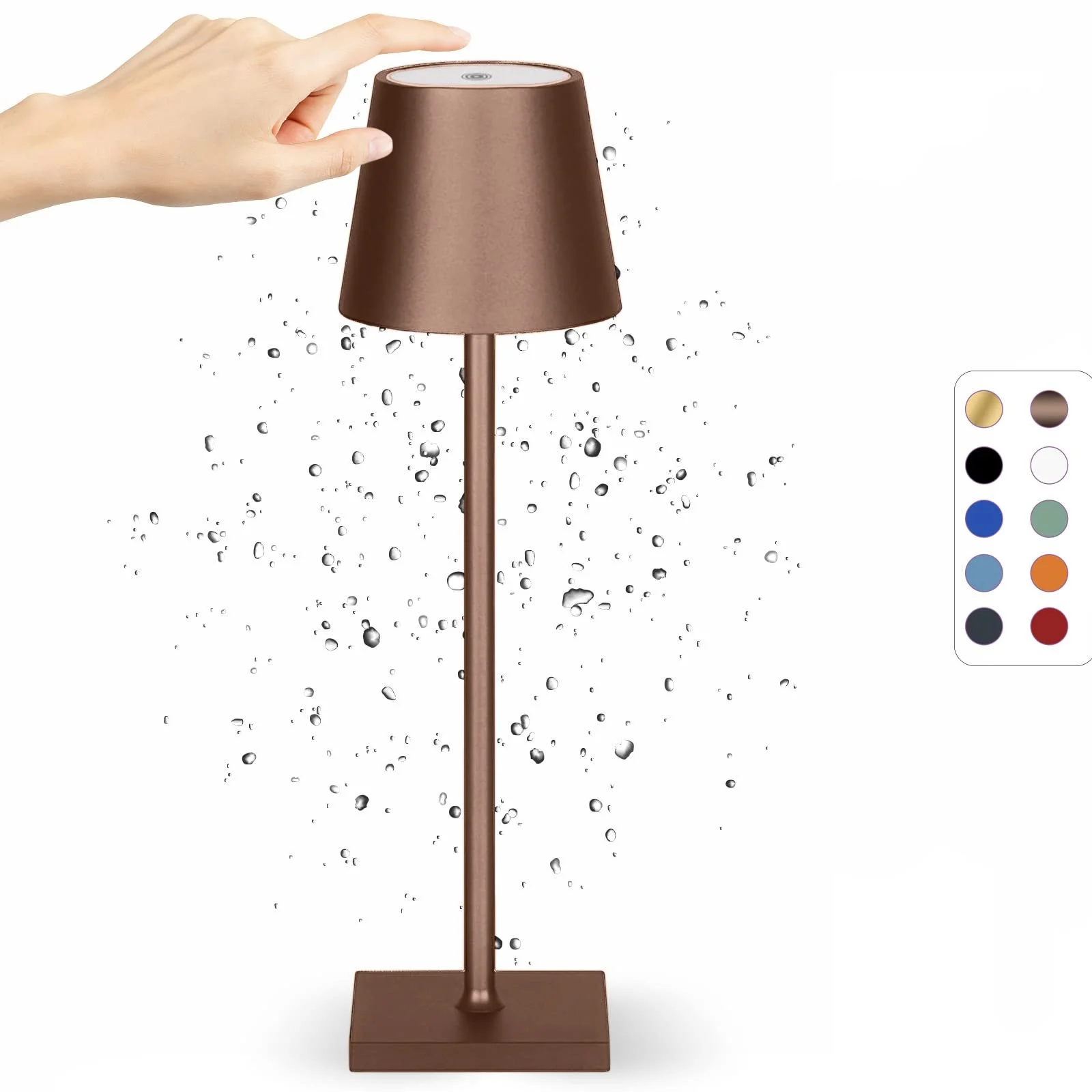 Настільна лампа LED для читання та робочого столу бездротова акумуляторна бронза, фото №1